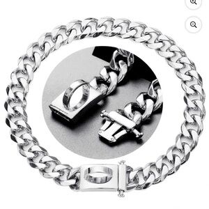 Premium Silver-Tone Dog Collar Chain - Heavy Link Design
